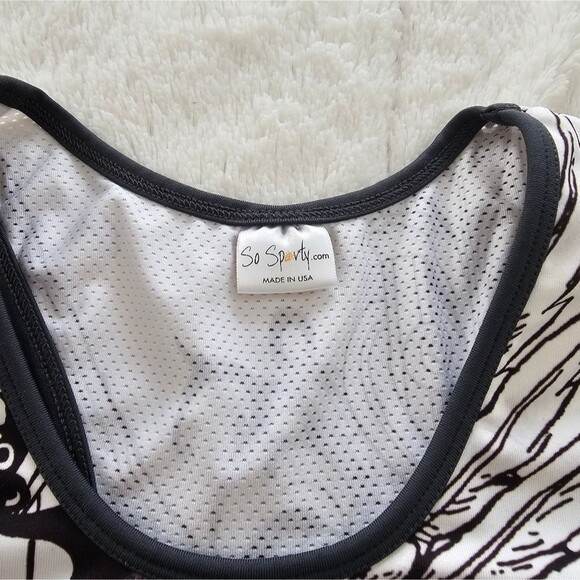 So Sporty Floral White/Gray/Black Women's Tank Top. Size Medium - Picture 3 of 3